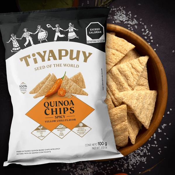 Chips de Quinua con Aji Amarillo Tiyapuy (100 g) - Tiyapuy Foods - Sembrando una nueva historia.